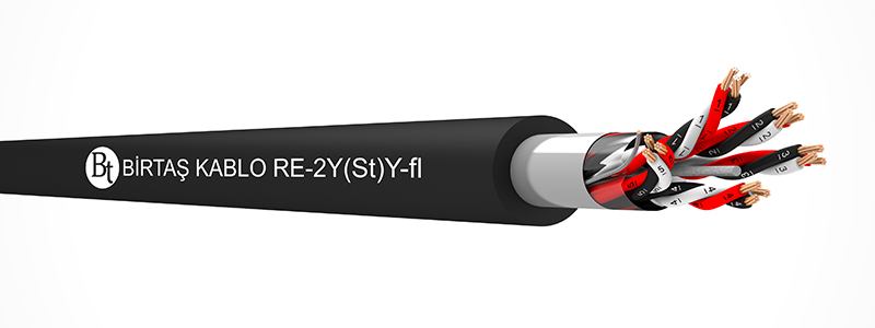 RE-2Y(St)Y-fl    70°C  /  300 V Cu/PE/OSCR/PVC/MT